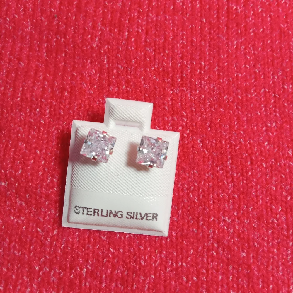 925 Sterling Silver lot of 3 Stud Earrings With Cubic‎ Zirconia Mens Womens